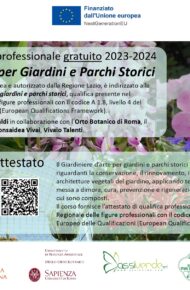 Corso di formazione professionale gratuito: “Giardinieri d’arte per Giardini e Parchi Storici” 2023/24